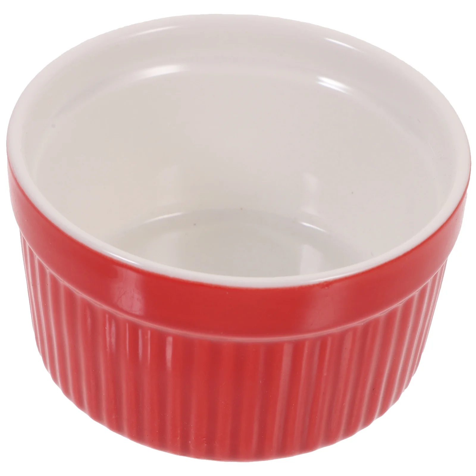 

5Pcs Ceramic Rice Bowls Food Safe Wicker Design Handleless Baking Bowls for Home Kitchen Decoration Red Ceramic Rice Bowl