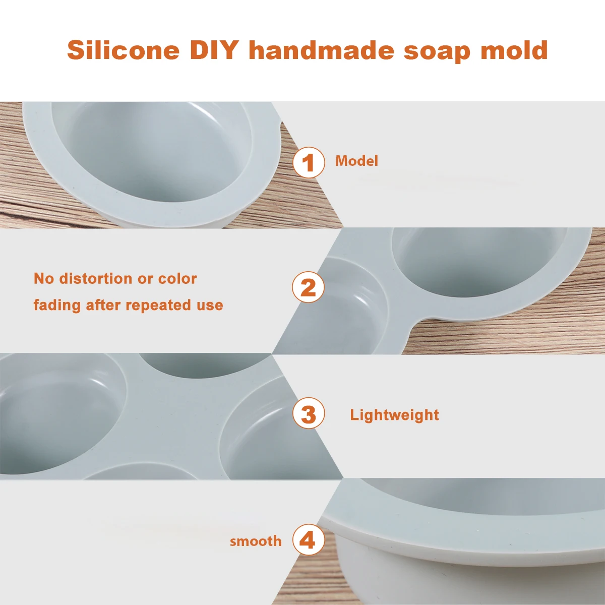 

2pcs Silicone Soap Mold 4 Grids Oval Diy Baking Tool Handmade Soap Making Cake Chocolate Mold For Craft Lover Home Use (Random