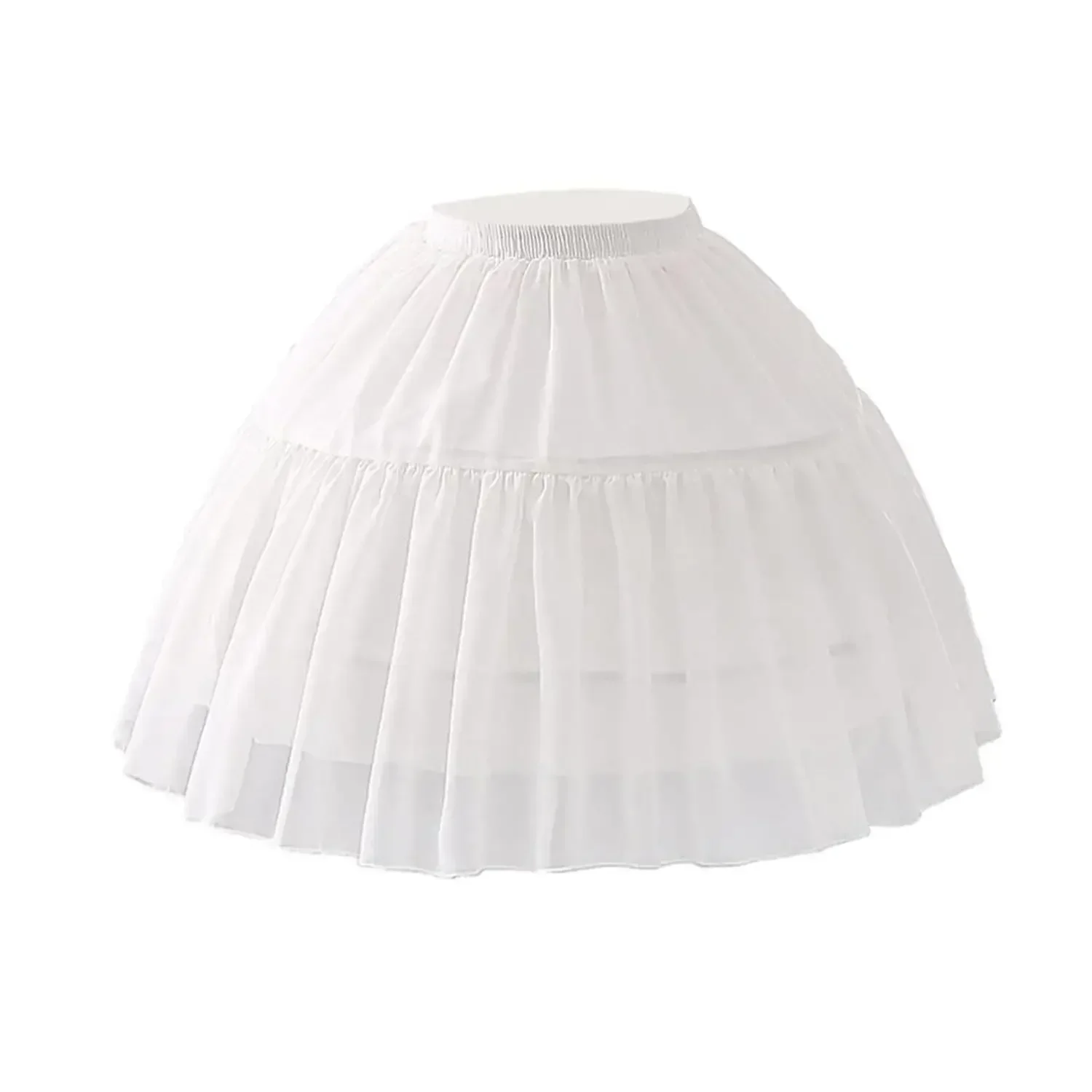 Elegant Women Girls Crinoline Petticoat 2 Hoops Skirt Chiffon Ball Gown Short Half Slip Underskirt for Lolita Cosplay