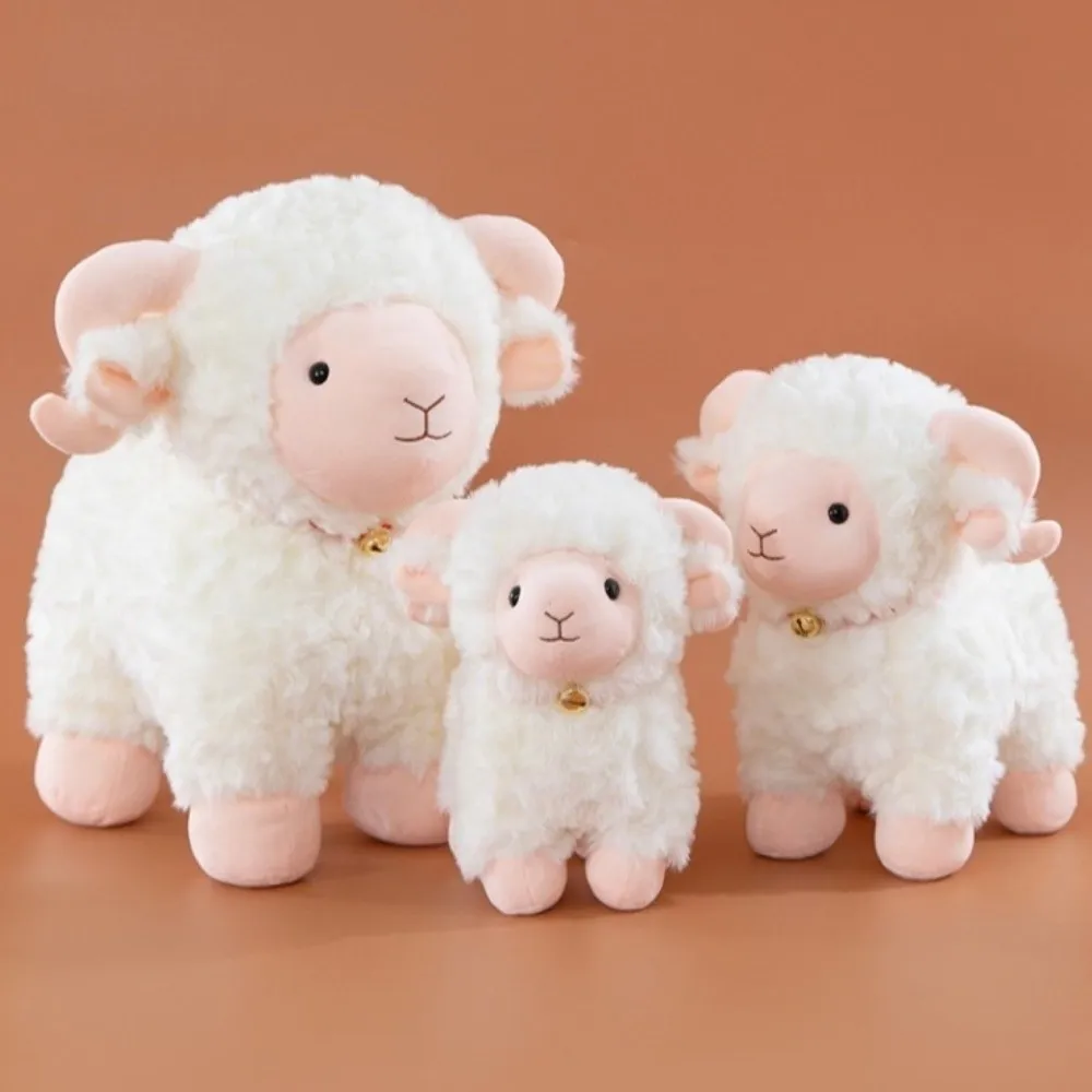 Cute Soft Sheep With Scarf Plump Design Sheep Animal Throw Pillow Size Curly Hair Sheep Mascot For Event Decoration