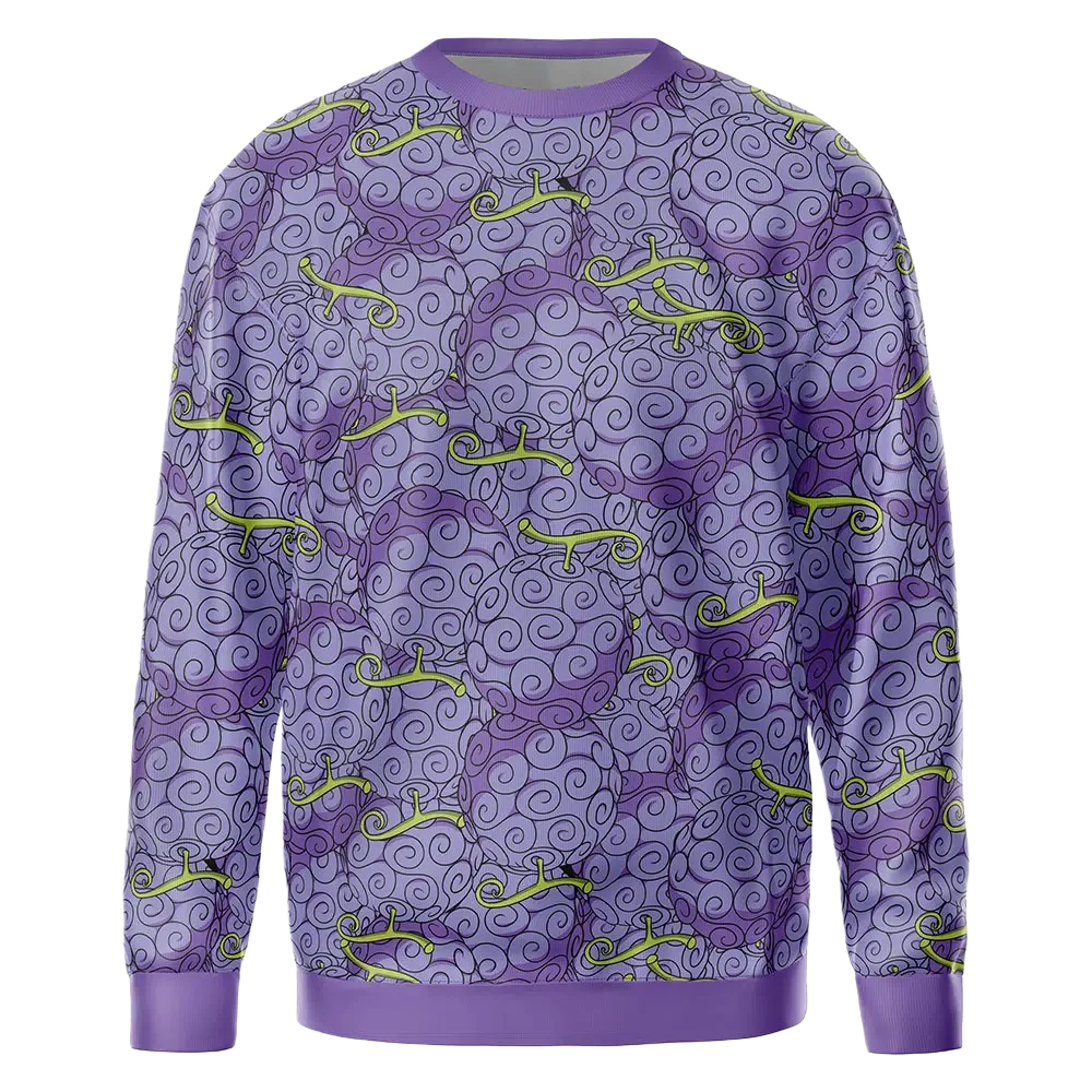 

Bandai Devil Fruit Full Over Print Anime One Piece Adult Kids Pullover Crewneck Sweatshirt Soft Comfy Relaxed-Fit Autumn Winter