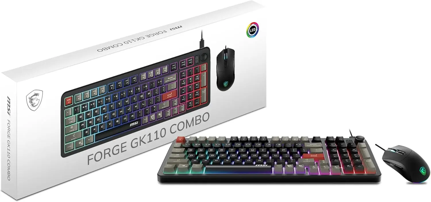 

RGB Gaming Keyboard & Mouse Combo, 26-Key Anti-Ghosting, 12800 DPI Optical Sensor