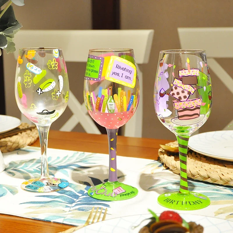 Small Fresh Art Personality Wine Cup Fashionable and Creative Hand-painted  Glass Red Wine Glasses Halloween Themed Goblet - AliExpress 15