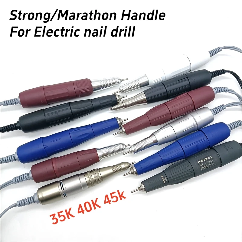 Nail Drill Pen Strong Handle 35K 40K 45K For Strong 210 90 204 Marathon Control Box Electric Manicure Drill Nail File Polishing