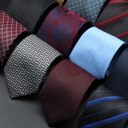 New Men's Jacquard 8cm Tie Classic Striped Paisley Plaid Necktie For Business Wedding Party Suit Shirt Daily Wear Accessory Gift