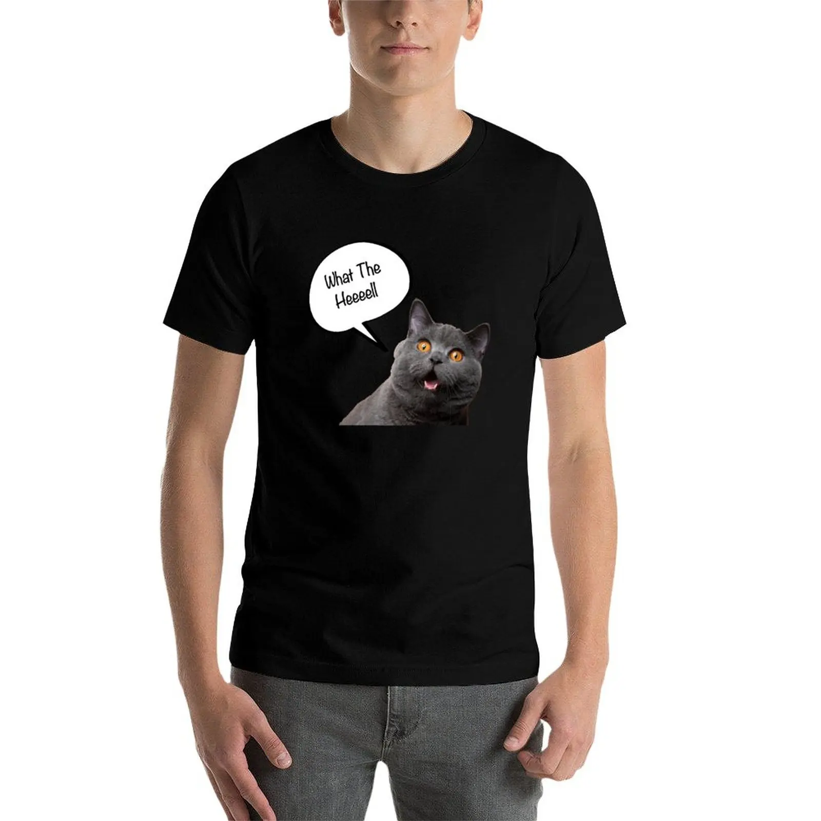 

cat says what th hell T-Shirt cotton t shirt pack man t shirt cotton t shirt for man T-Shirt