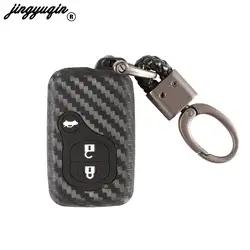 jingyuqin Silicone Holder Carbon Fiber Key Cover For Toyota  Land Cruiser Prado 150 Camry Prius Crown Subaru Foreste XV Keychain