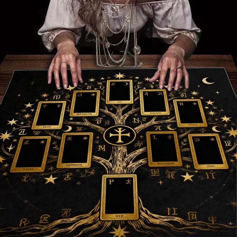 Mystical Tarot Astrology Tablecloth Cloth Divination Zodiac Reading Mat Luxury Occult Witchcraft Occult Magic Deck Background