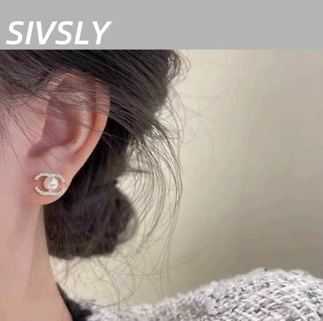 

Korean style, high-end, simple, versatile, pearl and zircon earring, luxurious, daily, delicate, small earring