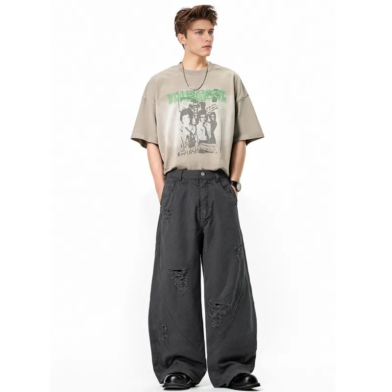 

Men's Clothing Cut Scythe Long Pants Spring Summer New American Street Casual And Fashion Style Baggy Wide-Leg Cargo Pants HSFY