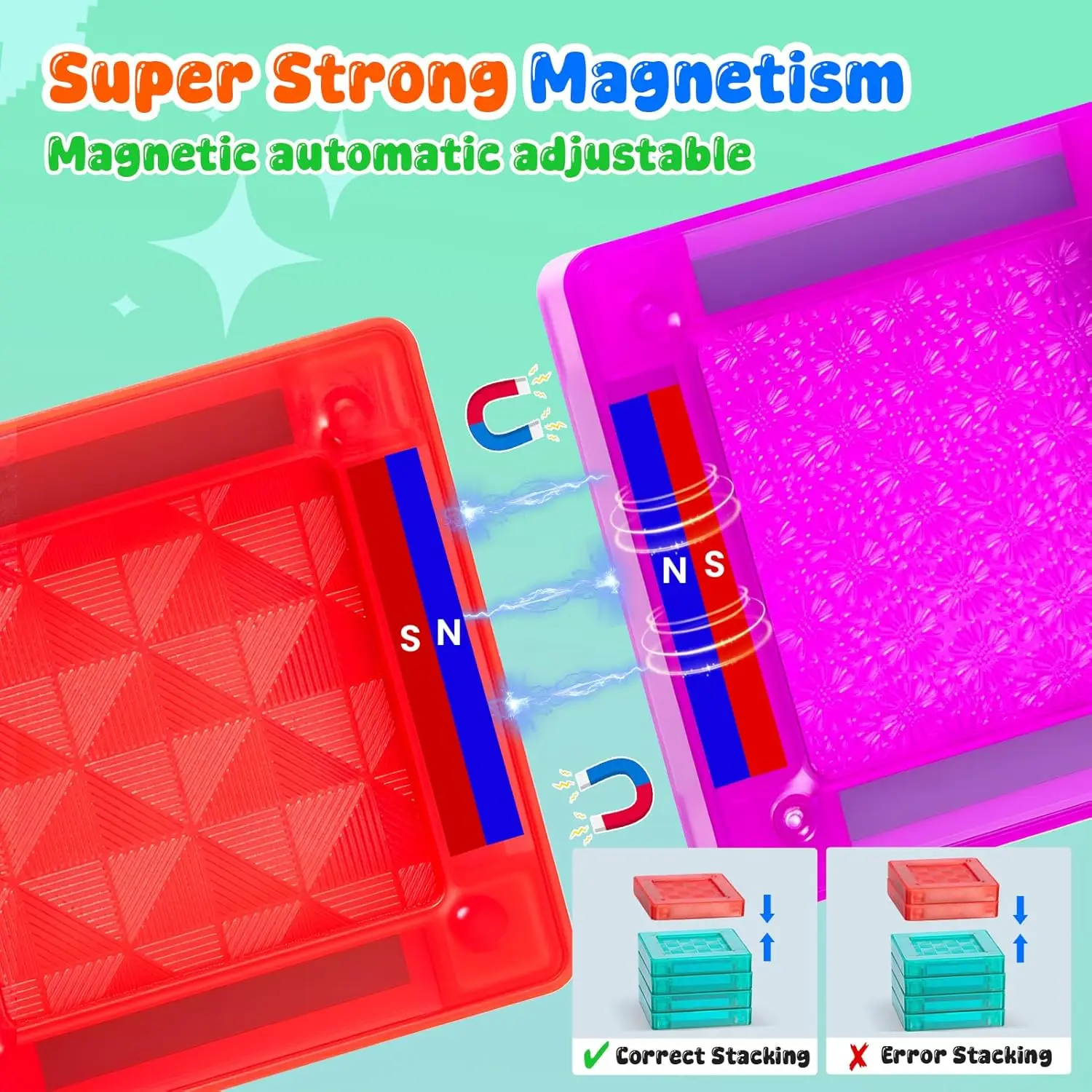 Mini Magnetic Tiles With Metal Storage Box Magnetic Building Blocks Kids Games Portable Montessori Education Toys For New Year