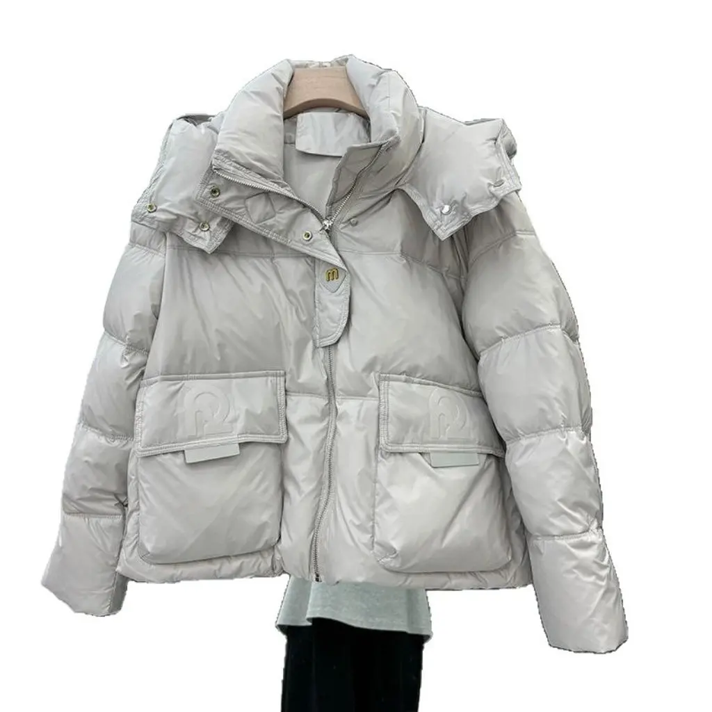 

Women's Loose Fit Cotton Jacket 925 Hooded Pure Color Winter Coat Stylish Student Fashion Outerwear Casual Lapel Down Jacket