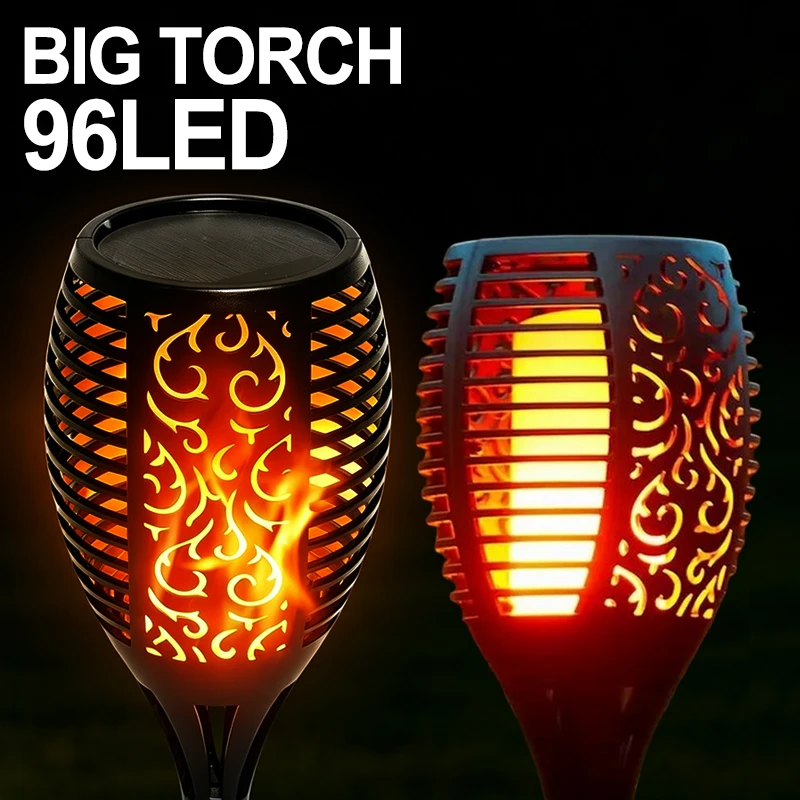 Outdoor LED Solar Garden Torch Waterproof Flickering Flames Path Lights for Courtyard Street Patio Christmas Decor Solar Lantern