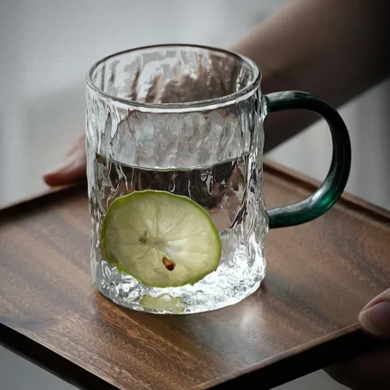 Nordic Glacier Glass Water Cup Frosted Simple Women's Milk Beer Cup Juice Coffee Cup Simple Casual Fashion Glass with Handle