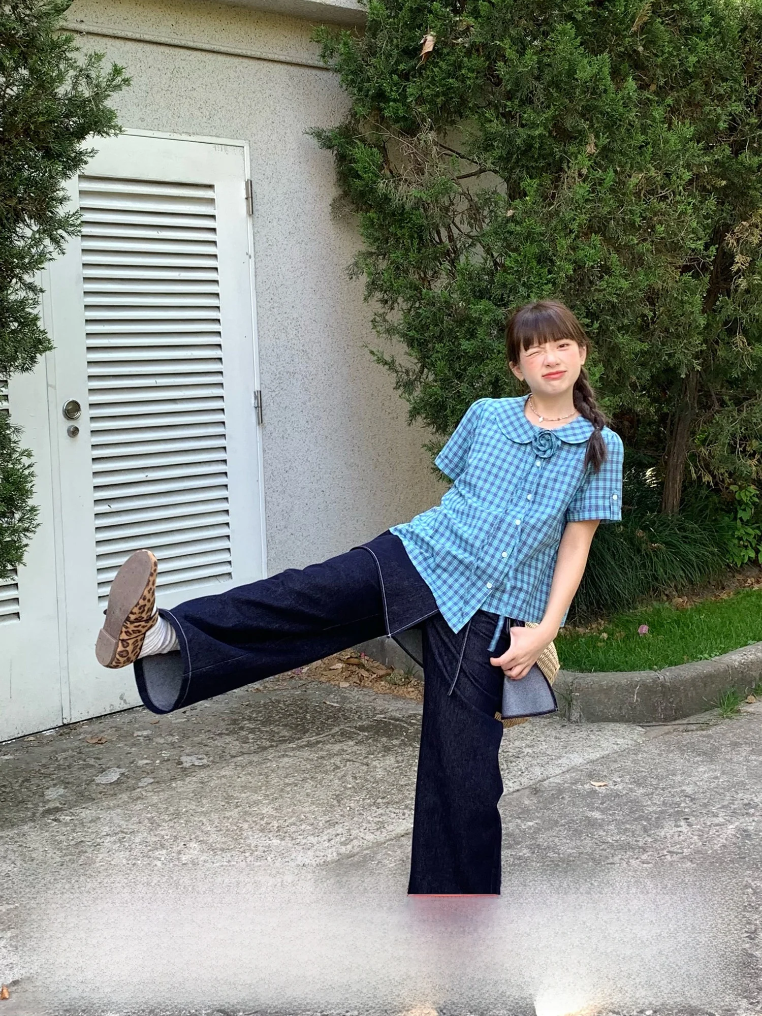 

Женские повседневные джинсы с высокой талией и прямыми штанинами Hey an Nai Nai, двусторонние, широкие, стройнящие, универсальные, свободного кроя, длинные брюки