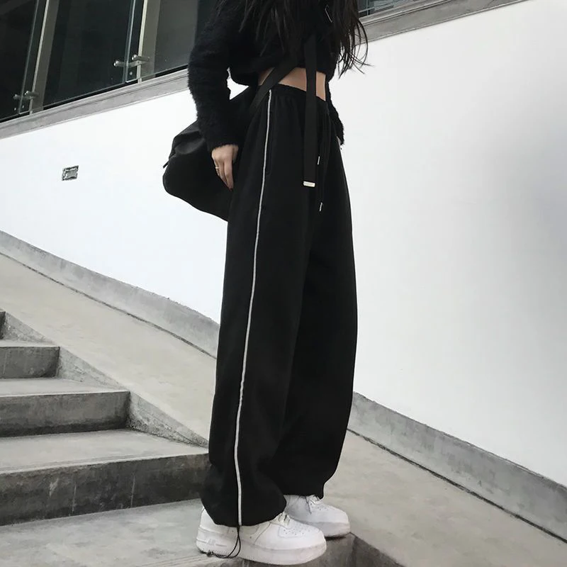 Harajuku High Waist Women Casual Sweatpants Bf Summer Fashion Streetwear Korean Jogging Trousers Ins Preppy Loose Wide Leg Pants