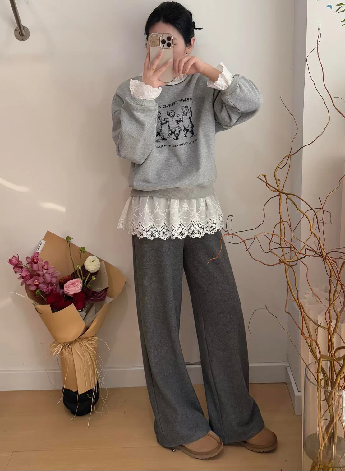 

plus Size Lace under Skirt Hem Autumn Winter Clothes ort Skirt Korean Sle a Line Skirt Floral Pattern Thiened mid Waist