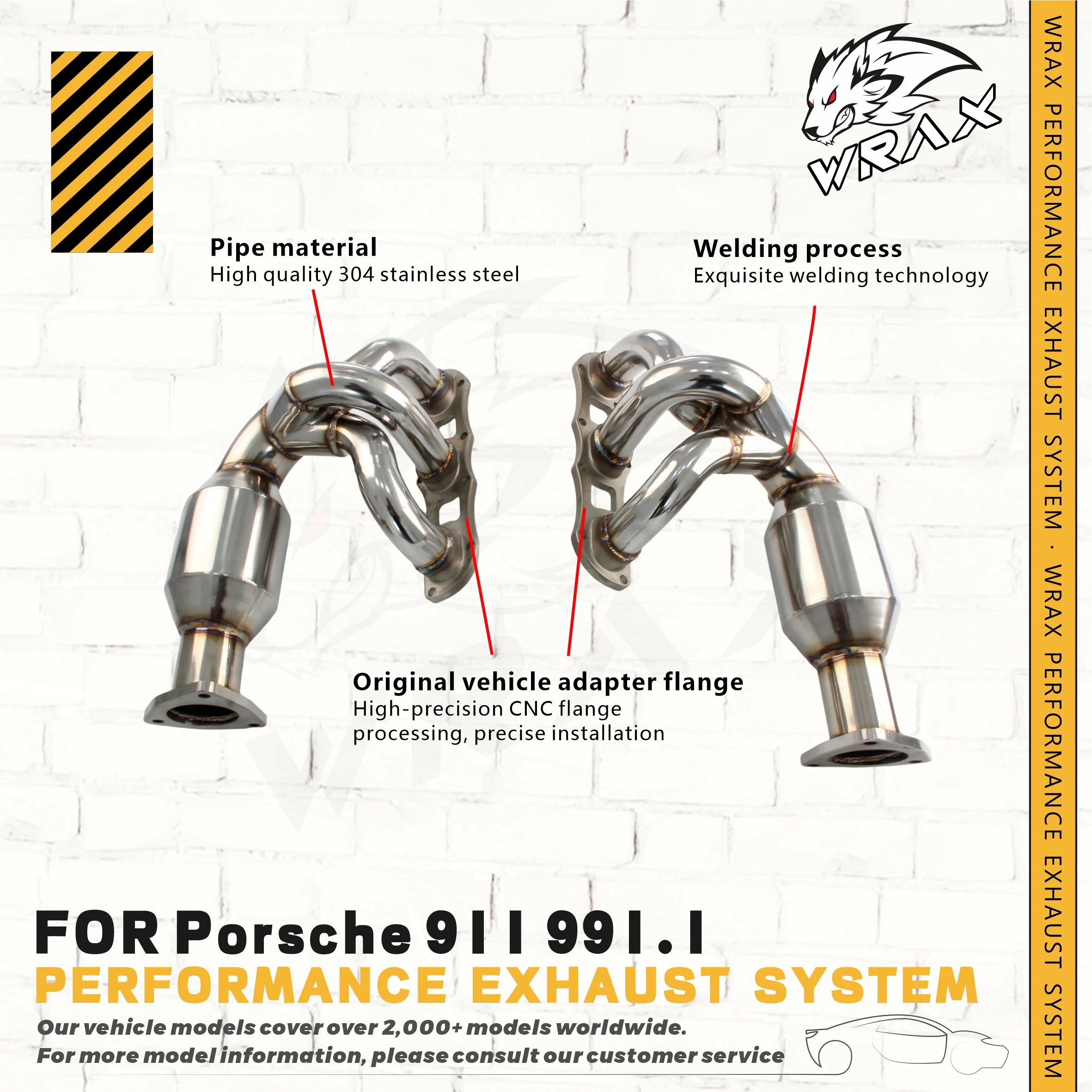 

WRAX Exhaust System For Porsche 911 991.1 - Stainless Steel Manifold with Catalytic Converter and Easy Installation with Flange