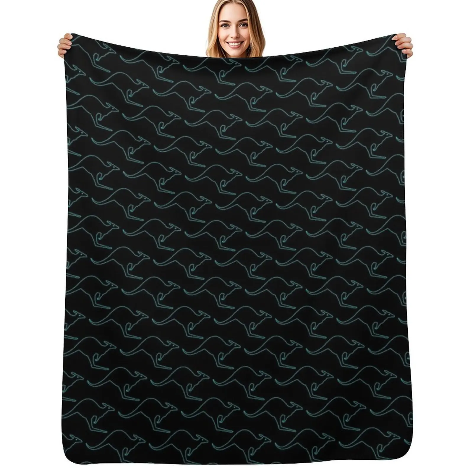 KANGAROO PATTERN. OUTLINE BLUE. Throw Blanket For Decorative Sofa Bed linens Baby Travel Quilt Blankets For Sofas Blankets