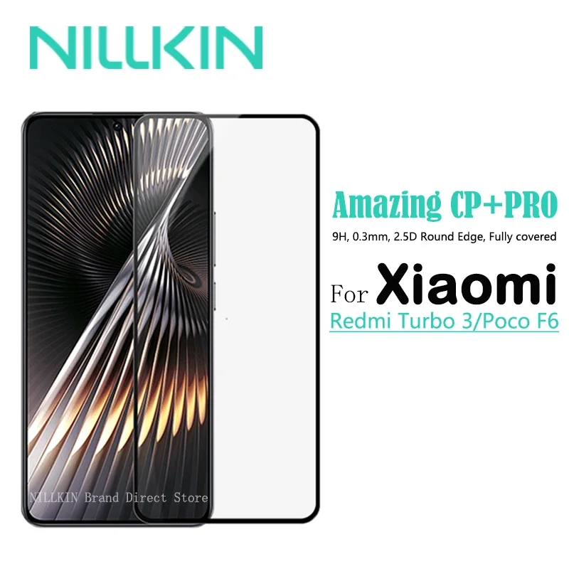 

Nillkin Screen Tempered Glass Protector For Xiaomi Poco F6, Full Coverage, Glue, Anti Explosion, Complete Film For Redmi Turbo 3