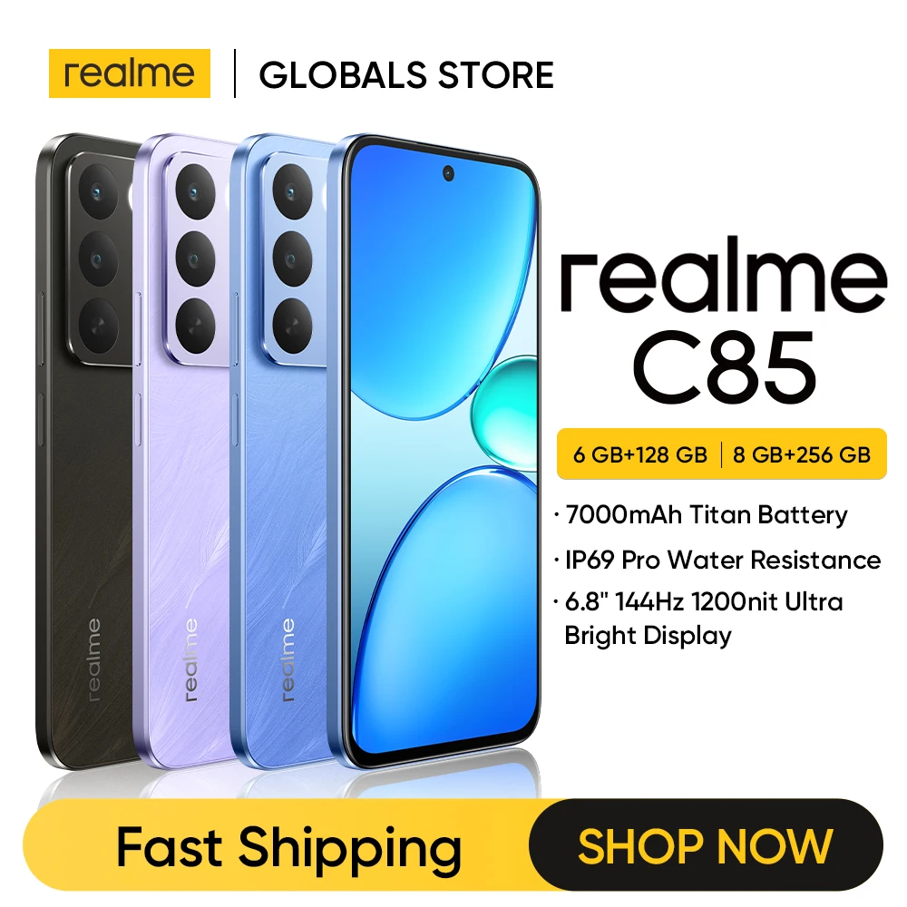 [In Stock] realme C85 Smartphone Russian Version 256GB Snapdragon 685 Chipset 6.8" 144Hz Display 7000mAh Battery 50MP Camera