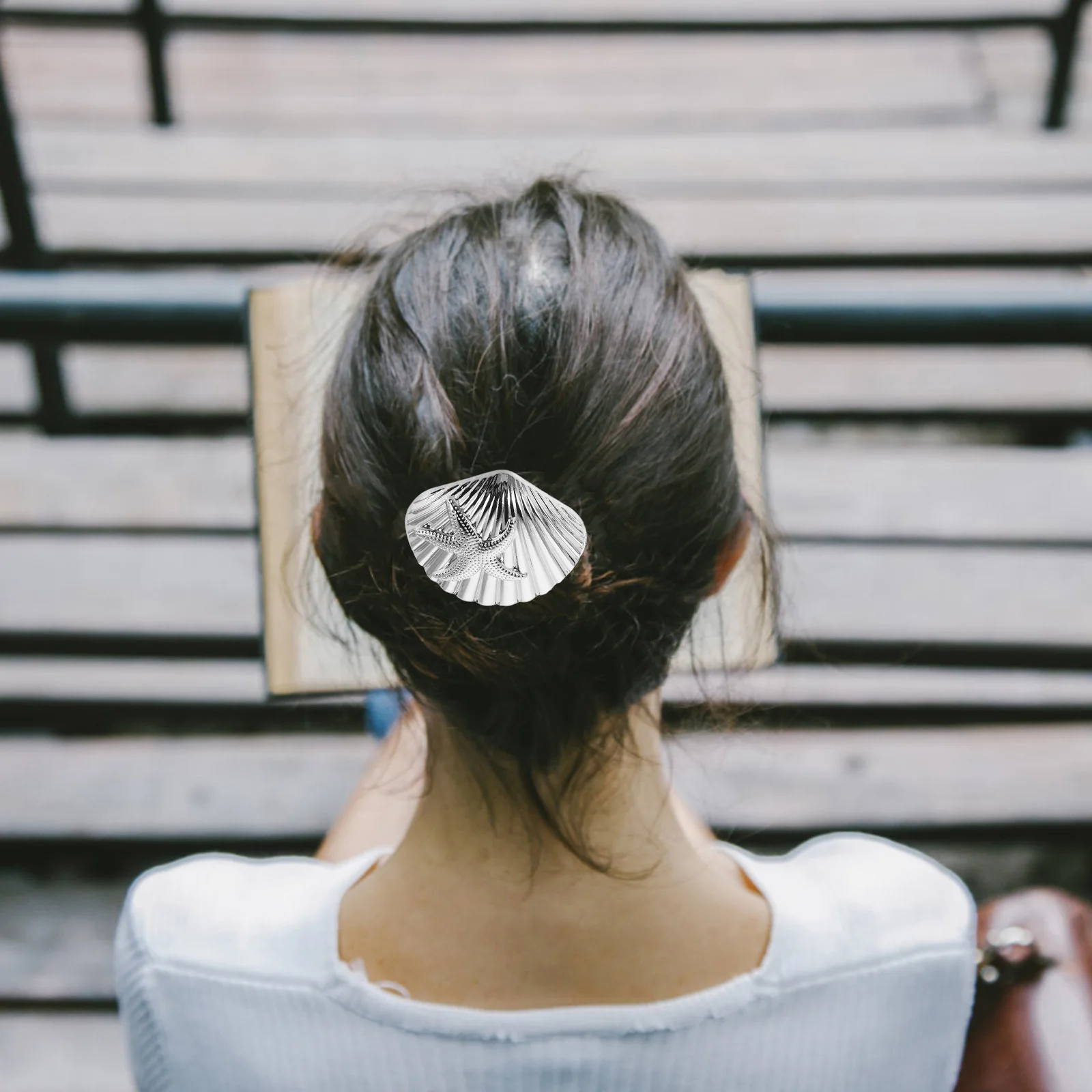 

2 шт., винтажные металлические резинки для волос с морской звездой и ракушками, эластичные держатели для хвоста, пляжные свадебные повседневные аксессуары для волос для женщин