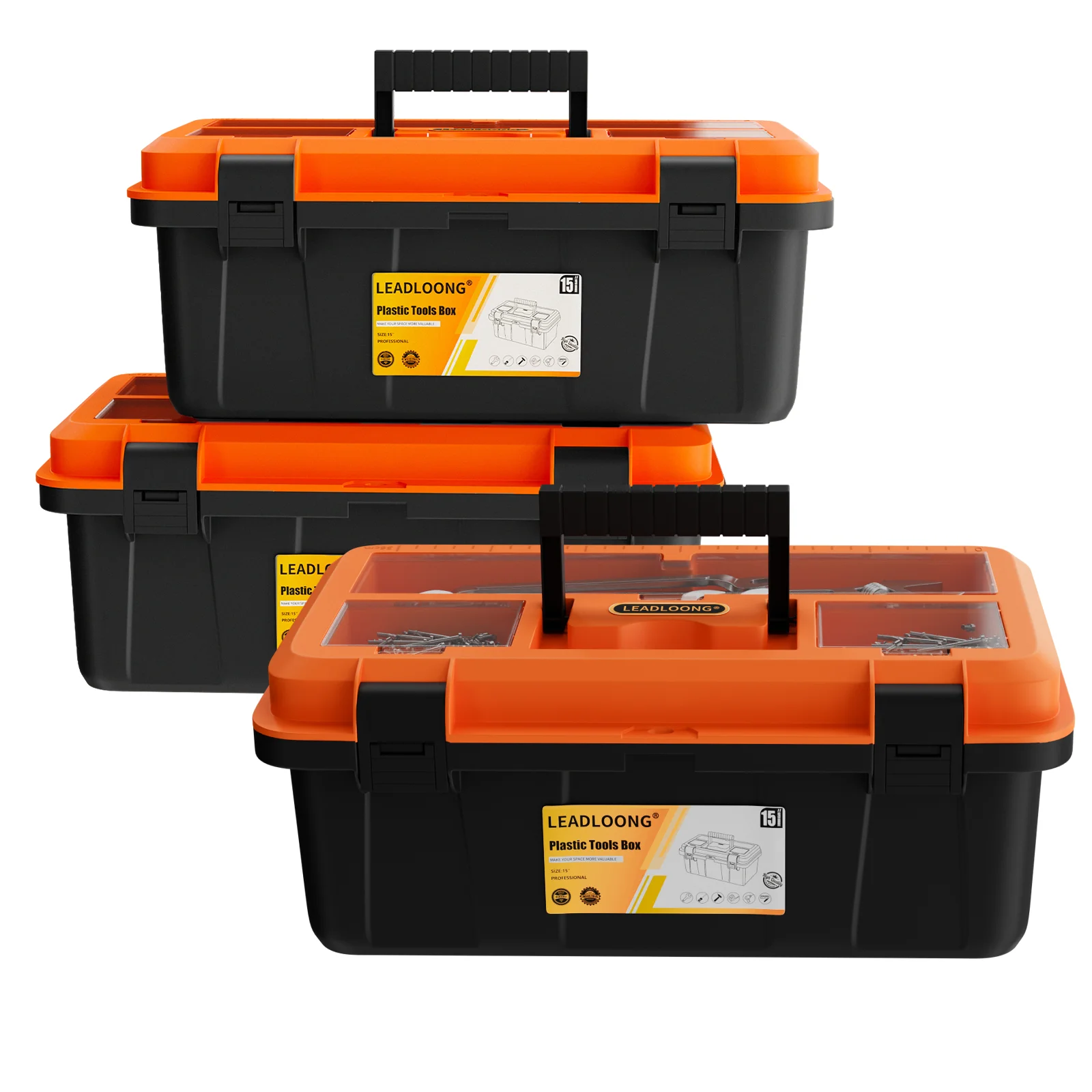 15 Inch Multifunctional Plastic Tool Storage Box Durable Portable Double-layer Tools Storage Box Hardware Electrician Decoration