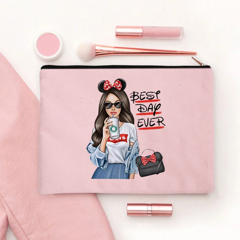 2023 Girls Cosmetic Bag Pencil Case Makeup Bags Be Your Queen in Your Life Best Day Ever Print Mujer Bolsas Best Gift for Women