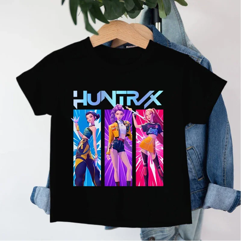 2026 Hot Movie Soft Cotton Baby Girls T Shirt Children's Clothing KPop Demon Hunters Fans Gifts Kids Clothes Fashion Casual Tops