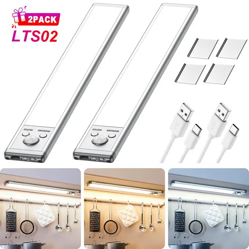 

Under Cabinet Lights,76LED Motion Sensor Night Light Indoor，1500mAh USB Rechargeable Light，Magnetic Dimmable Light