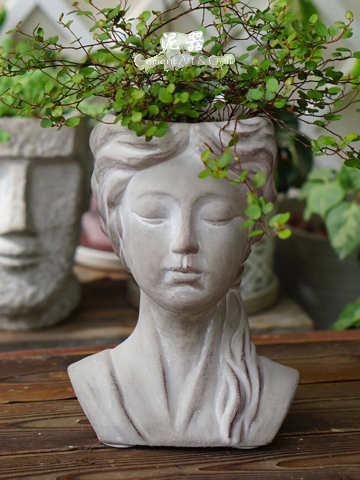 

Nordic art creative head statue Muse retro flower insert cement flower pot home decoration ornament decorative figurines