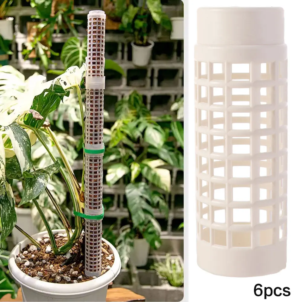 6PCS Easy Assembly Plastic Moss Pole Interlocking Sturdy Vine Climbing Column Fixed Bracket Plants Growth Stand Indoor Plants