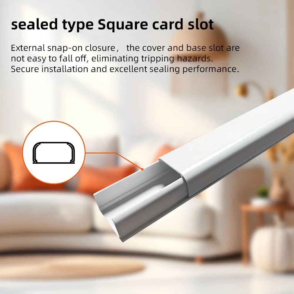 1/4/8pcs High Cord Hider Paintable Self-Adhesive Wall Wire Cover Square Electric Wire Slot Office PVC Wire Hider, Cable Raceway view 4