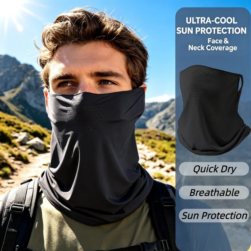 Summer Hole Neck Gaiter Face Cover Breathable Quick Dry Ear Loops Cycling Fishing Running Outdoor Sport Bandana Mask