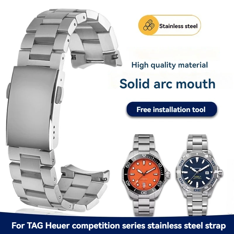 

20.5mm 21.5mm Solid Curved End Metal Strap for TAG Heuer WAY201B WAY211 Sport 300F1 Men's Watch TAG Stainless Steel Watch Chain