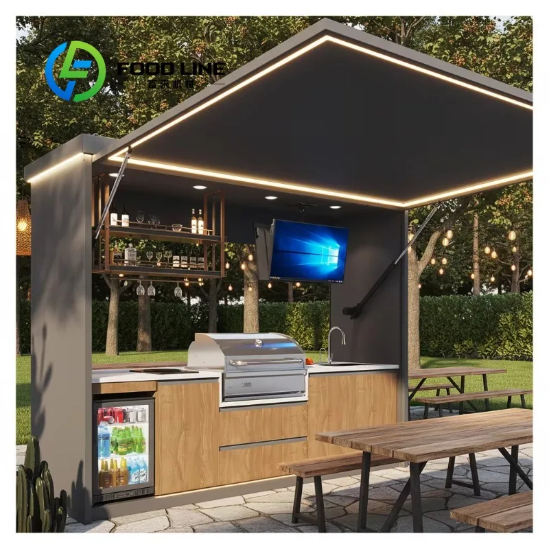 

Customized Modern Stainless Steel Outdoor Kitchen Cabinet for Bbq Grill Shed with Pool House Furniture & Outdoor Living