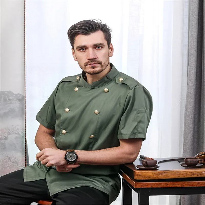 New 2023 High Quality Chef Uniforms Clothing Long&Short Sleeve Men Food Services Cooking Clothes 3-Color Uniform Chef Jackets