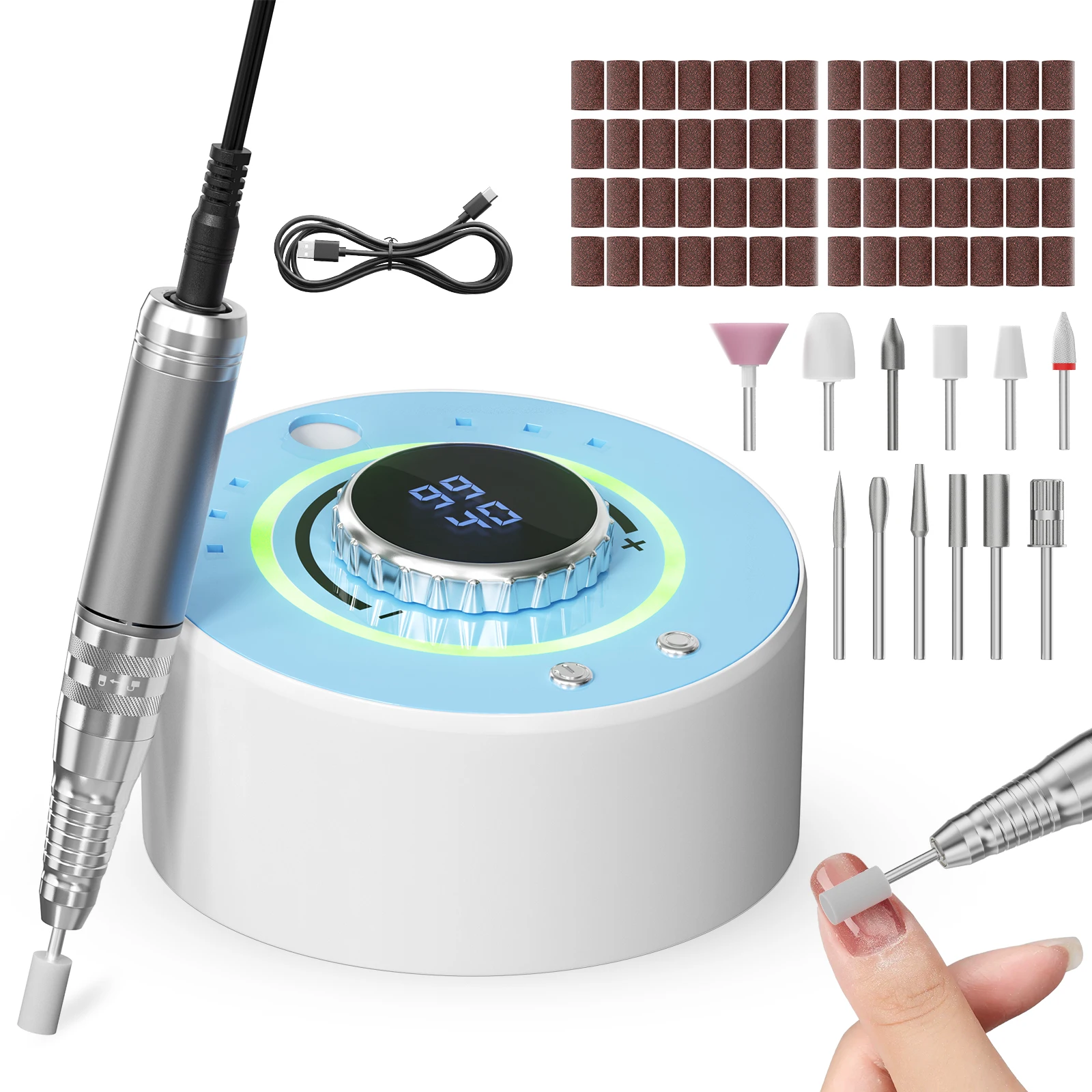 Nail Cutter 36000 RPM Professional Cutter Nails Electric Nail File For Gel Nails With Foot Pedal 45 Gear Levels LCD Display F/R