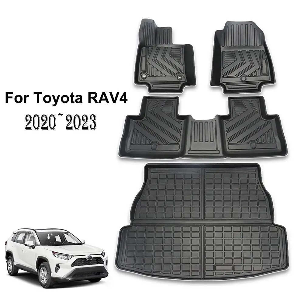 

Car Floor Mats Cargo Trunk Liners Set Compatible for 2020 2021 2022 2023 Toyota RAV4 LHD All-Weather TPE Rubber Mat Protection