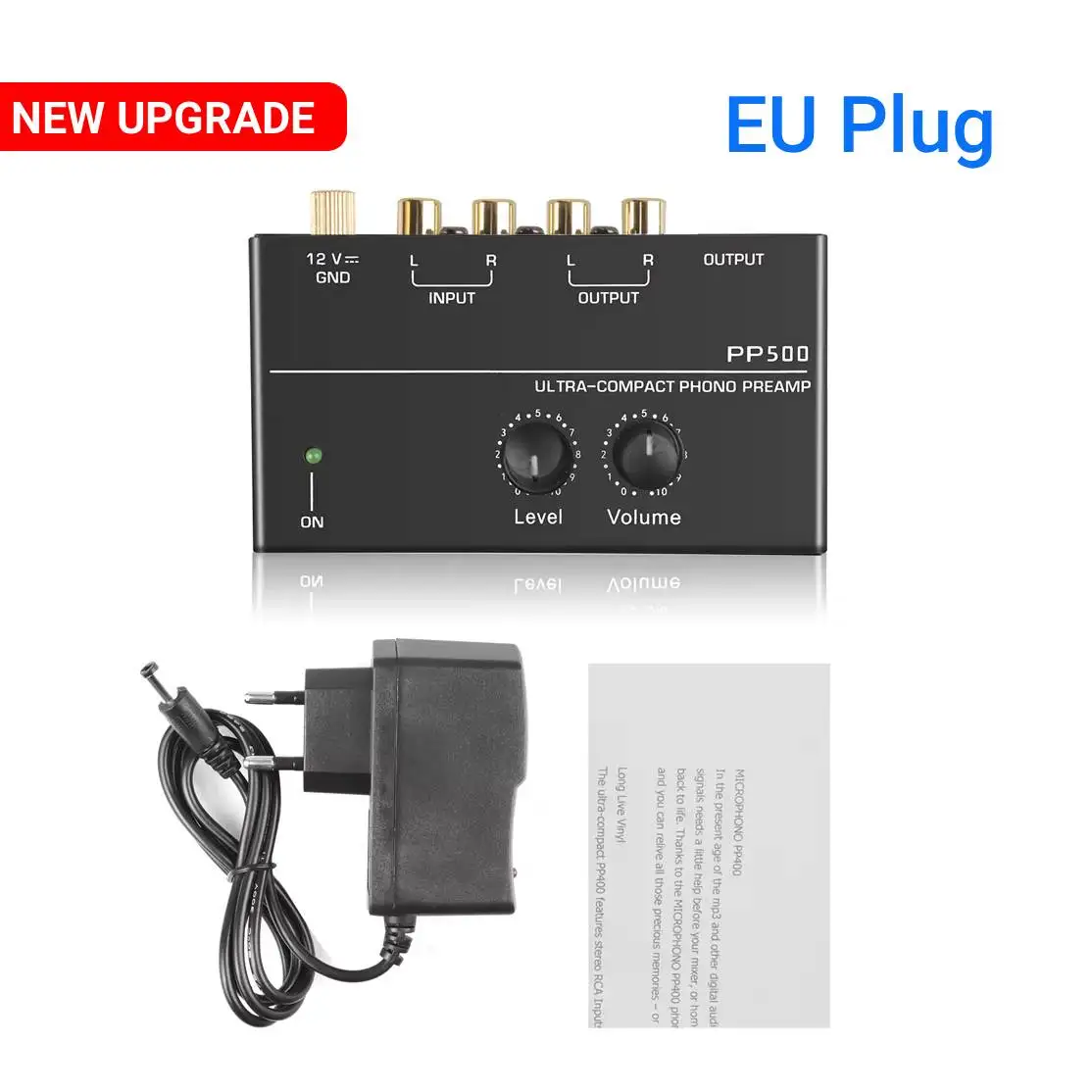 PP500 Phono Voorversterker Voorversterker Hoofdtelefoon Voorversterker Microfoon Vergroten Mixer met Niveau Volumeregeling voor Vinyl Draaitafel