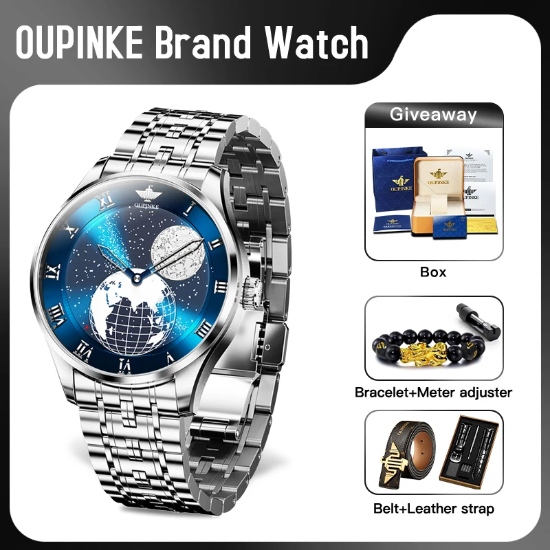 OUPINKE 3230 Mens Watch Original Automatic Mechanical Watch With Starry Sky Dial Reloj Waterproof Luminous Watches Mens Gifts