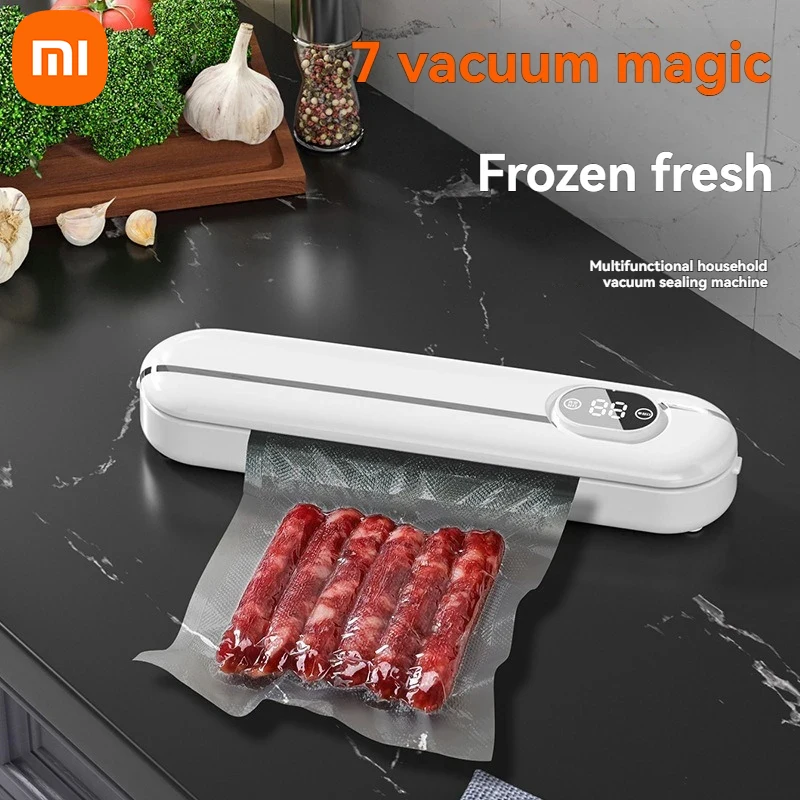 Автоматическая машина для вакуумной упаковки пищевых продуктов Xiaomi, портативная упаковочная машина, бытовая вакуумная упаковка пищевых продуктов, кухонный помощник, подарок, 10 пакетов