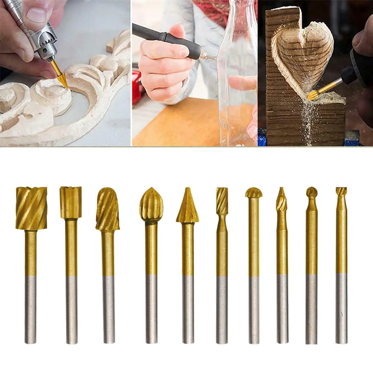10Pcs HSS Router Carbide Engraving Bits & 10Pcs Router Bit with 1/8\