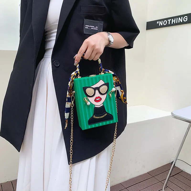 

Women Fashion Personality Small Handbag Casual Versatile Crossbody Box Chain Bag High-End PU Leather Shoulder Bag