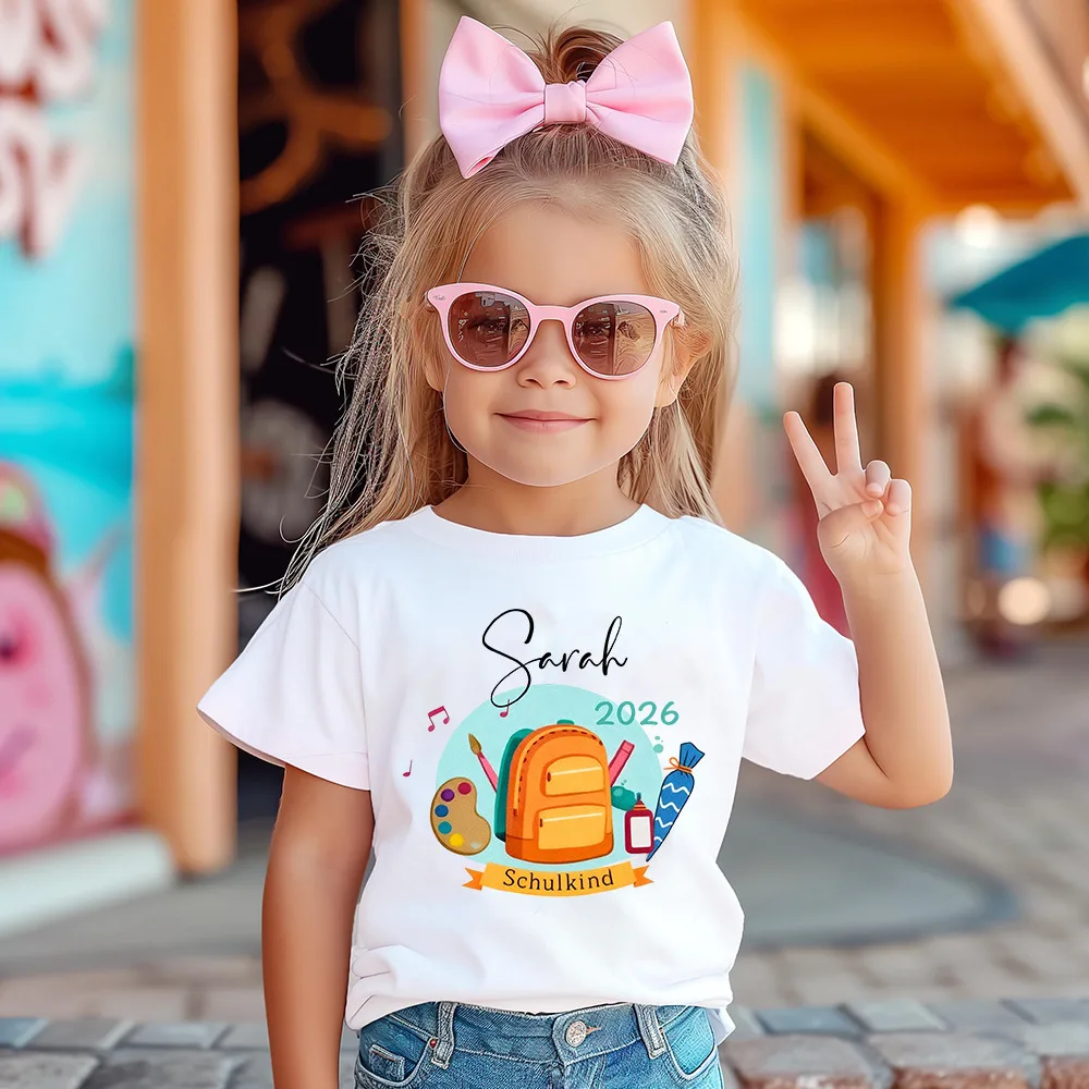 T-shirt personnalisé pour la rentrée scolaire avec nom, T-shirt pour écolier 2026, idée cadeau pour la première journée d'école pour les écoliers