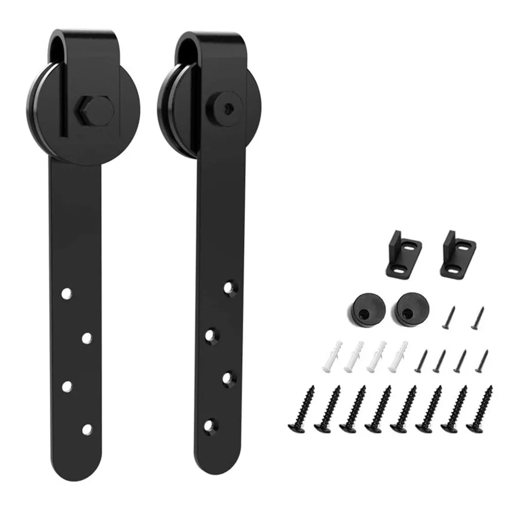 Mini Barn Door Sliding Kit Black Sturdy Hardware Kits For Cabinet Doors Rail Set Smooth Silent Easy Installation