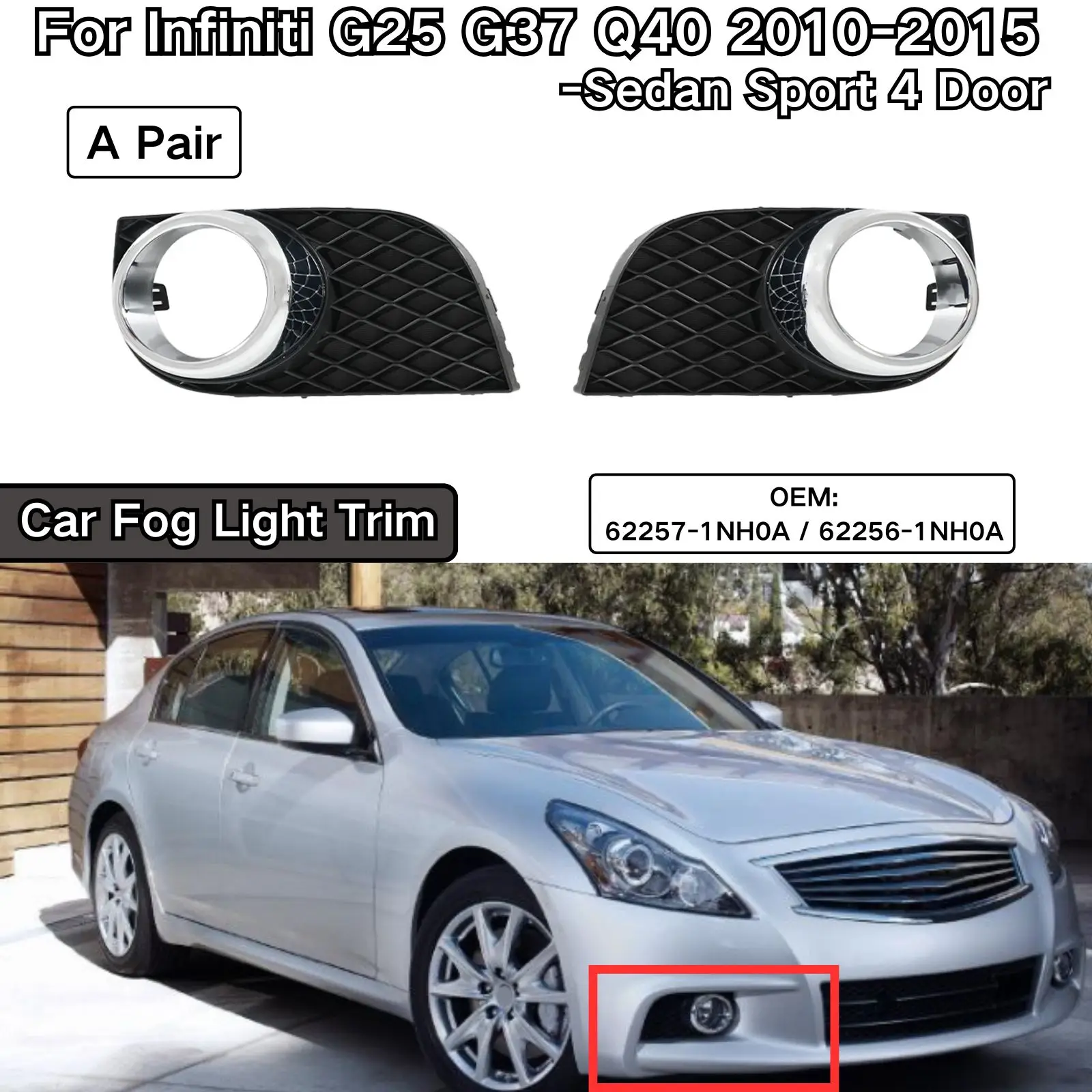 

Для Infiniti G25 G37 Q40 2010-2015 седан Sport 4-дверная автомобильная противотуманная фара, панель, отделка 62257-1NH0A, сменные аксессуары, комплект кузова