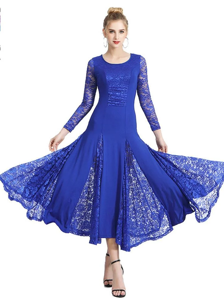 

Ladies Modern Standard Performance Dresses Ballroom Dance Competition Dress Tango Women Long Sleeve Waltz Dress