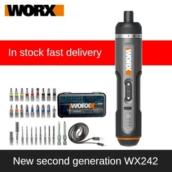 Worx 4V Electrical Screwdriver Sets WX242 Smart Cordless Electric Screwdrivers USB Rechargeable Handle Magnetic 30 Bit Tools