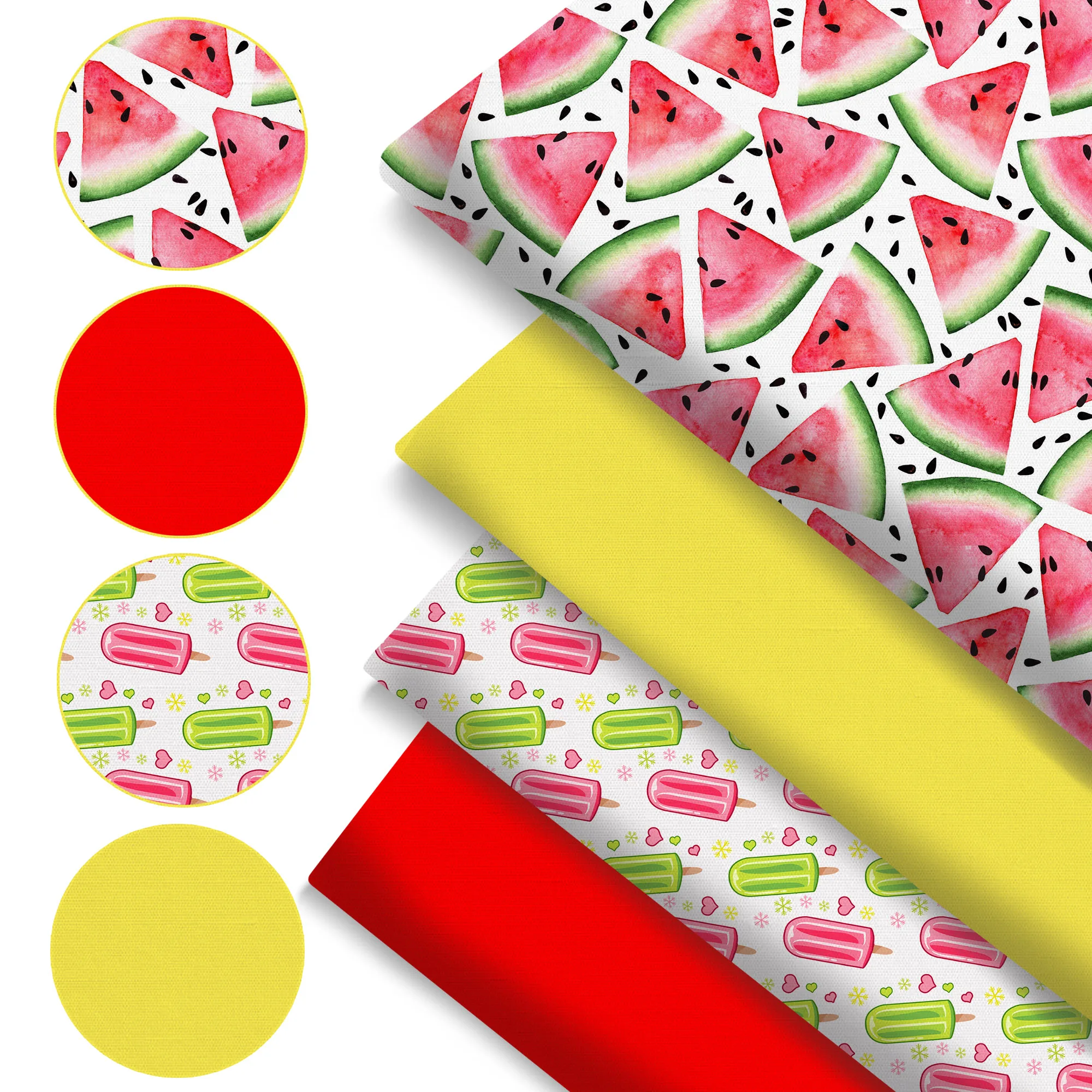 Pre-cut 4Pc/set 7.87x7.87inch(20x20cm) watermelon series Precut Quilting Fabric Fat Quarter Fabric Bundle